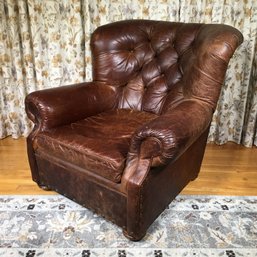 Fabulous RESTORATION HARDWARE French Style Leather Club Chair - JUST THE RIGHT AMOUNT OF WEAR ! WOW !