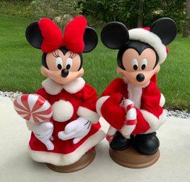 Vintage 1996 Disney Unlimited Santa Best Christmas Animated Mickey & Minnie Mouse ~ 17 Inch ~