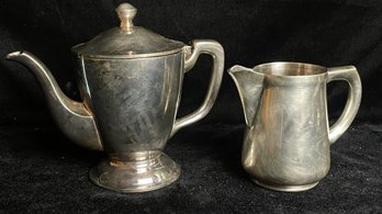 Herthel Silverplated Tea Pot And Creamer