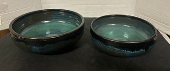 Asher Pottery Of Denmark Two Bowls Large And Medium Bowls Mixed Color. PP/ E3