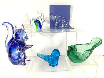 Group Of 4 Art Glass Figures
