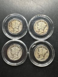 4 Mercury Dimes 1934, 1935, 1936, 1937