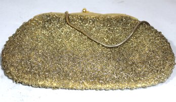 Gold Glass Beaded Vintage 1960s Gold Tone Framed Evening Bah Purse