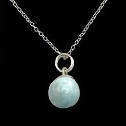 Sterling Silver Light Round Polished Stone Pendant Necklace