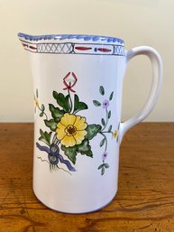 Lisbon Hand Painted In Portugal For Tiffany & Co Ceramic Floral Pitcher 6.75' No Chips