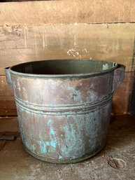 Large Antique Copper Pot With Handles