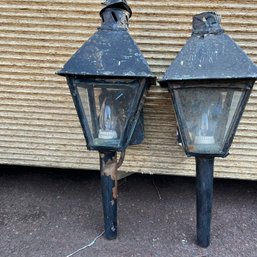 A Pair Of Copper Antique Carriage Lights