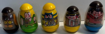 5 Vintage 70's Hasbro Weeble Wobbles