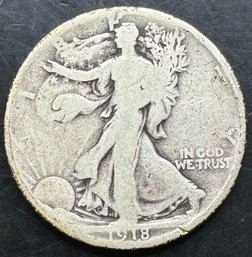 1918-D Walking Liberty Silver Half Dollar