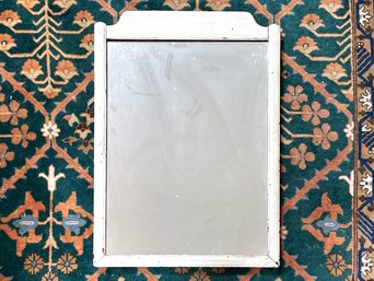 A Vintage White Painted Wood Mirror