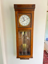 Antique Oak Gustav Becker Wall Clock Circa 1895