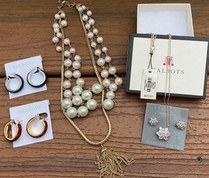 Talbots Jewelry Lot ~ New Earrings, New Sterling Silver Necklace W/matching Earrings & Gold Tone Necklace ~