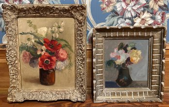 2 Flower Still Life Original Paintings, Smaller Signed