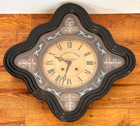 An Unusual 19th Century Wall Clock With Mother Of Pearl Inlay