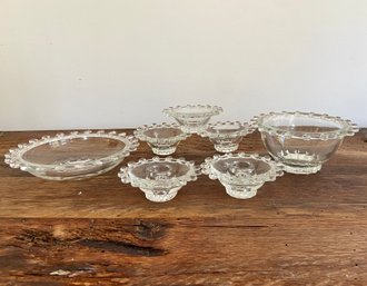 Nine Piece Collection Of  Vintage Heisey Lariat Crystal