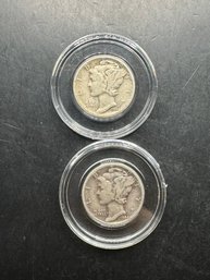 2 Mercury Dimes 1944, 1944-D