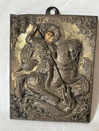 Vintage/ Antique Greek Orthodox Icon- Saint George Slaying The Dragon