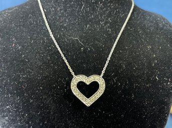 14k White Gold Heart Pendant And Chain