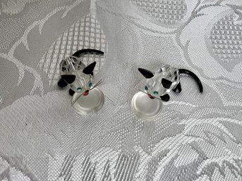 Pair Of Miniature Swarovski (?) Crystal Kitten Figurines