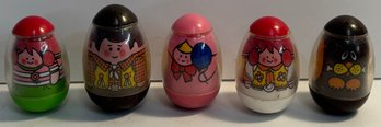 5 Vintage 70's Hasbro Weeble Wobbles