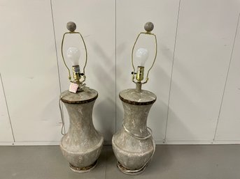 Pair Of Chunky Vase Form Table Lamps