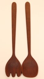 GREAT PAIR OF TEAK MID CENTURY MODERN SERVING SPOONS