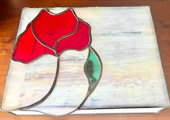 Stained Glass Red Hibiscus Jewelry Box