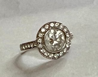 PRETTY 14K WHITE GOLD CUBIC ZIRCONIA CZ RING