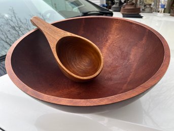 Large Artisan Wooden Bowl With Large Scoop