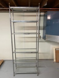 Post Modern Chrome And Glass Etagere.