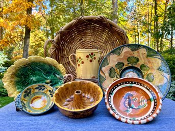 Painted Pottery With Basket