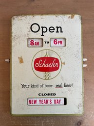 Vintage Schaefer Beer Metal Open Sign Display Advertising 'Your Kind Of Beer...real Beer! ~12'