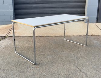 Vintage Chrome Base Bauhaus Style Desk Or Coffee Table With Adjustable Height