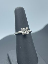 Antique & Vibrant 18k White Gold Solitaire Diamond Engagement Ring