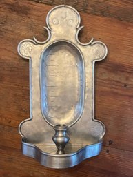 Vtg Pewter Wall Sconce Candle Clock-italian Crafted Candelabra Medieval Reproduction