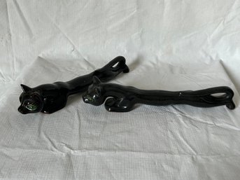 Vintage MCM  Long Black Panther Ceramic Salt And Pepper Shakers