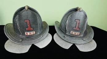 Pair Of Fire Fire Fighter's Helmets