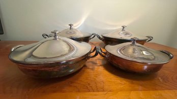 Antique Silverplate Servers With Lids Set Of 4