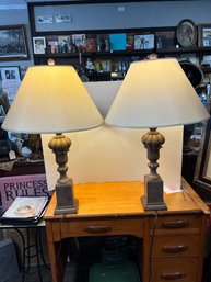 2 Tall Lamps, Neutral , Cream Shades.   RC/cB BK B