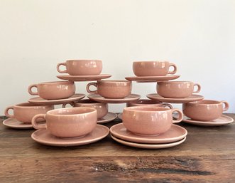 MCM Russel Wright By Steubenville Pink Coral Cups And Saucers
