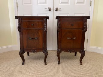 Vintage Faux Drawer Front Bedside Tables- A Pair