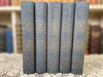 Antique Complete Set Of The Memoirs Of The Life Of Sir Walter Scott By John Gibson Lockhart (5 Volumes), 1901