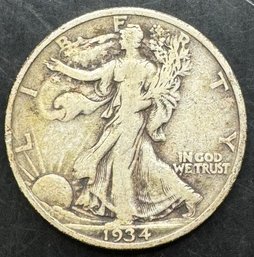 1934-S Walking Liberty Silver Half Dollar