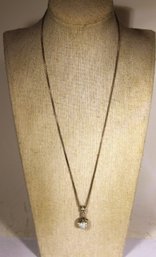 Fine And Beautiful Sterling Silver Necklace Chain W Gemstone Pendant 20' Long