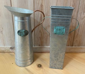 Two Metal Floor Vessels