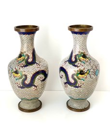 Pair Cloisonne Vases   (LOC: F2)