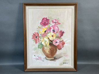 H.M. Daly, Original Oil On Canvas, Floral Still Life, Signed #1