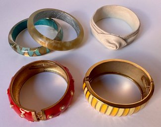 5 Cuff Bracelets, One Leather, Some New