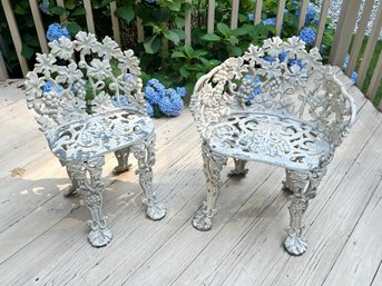 Pair Of Vintage Cast Aluminum Garden Chairs