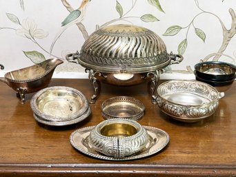 A Collection Of Vintage Silver Plated Serving Pieces